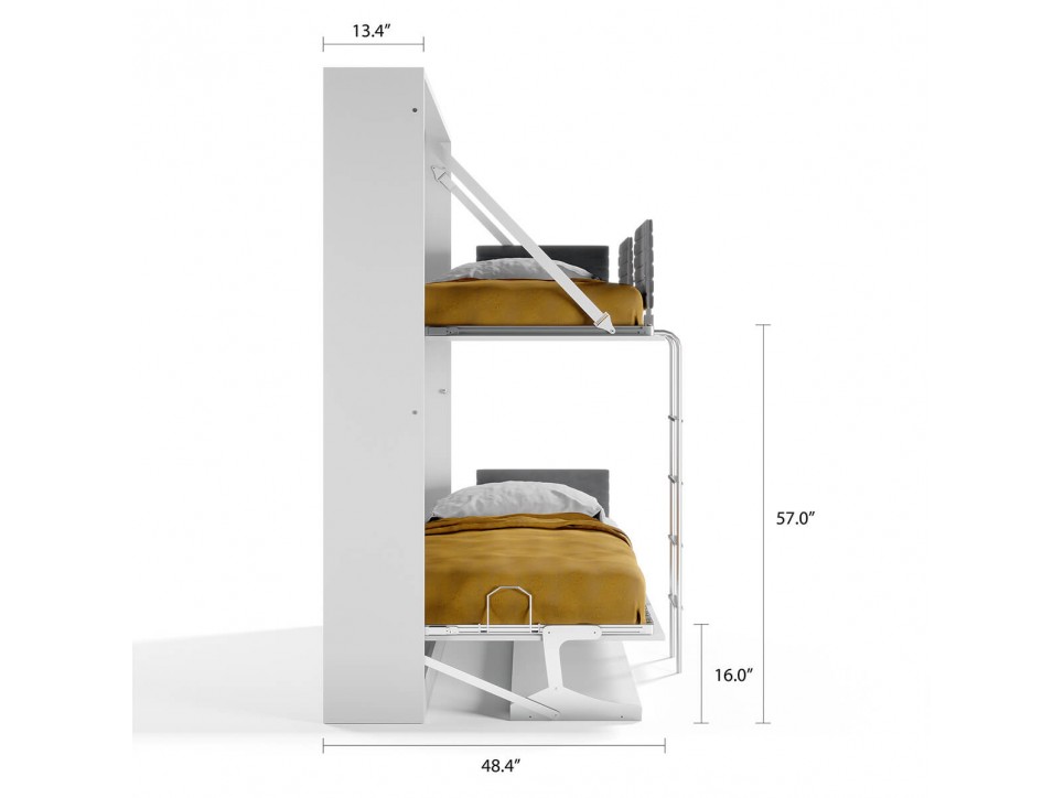 Pensiero Twin Wall Bunk Bed with Desk