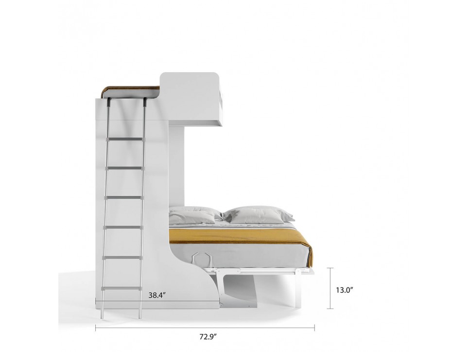 Castello Twin Over Full Wall Bunk Bed with Desk