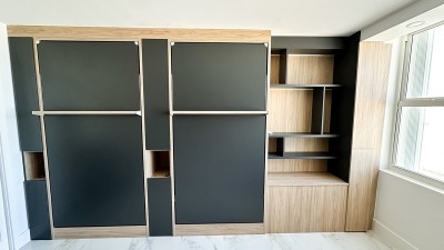 Royal Twin / Twin XL Wall Bed with Bookcase and Wardrobe